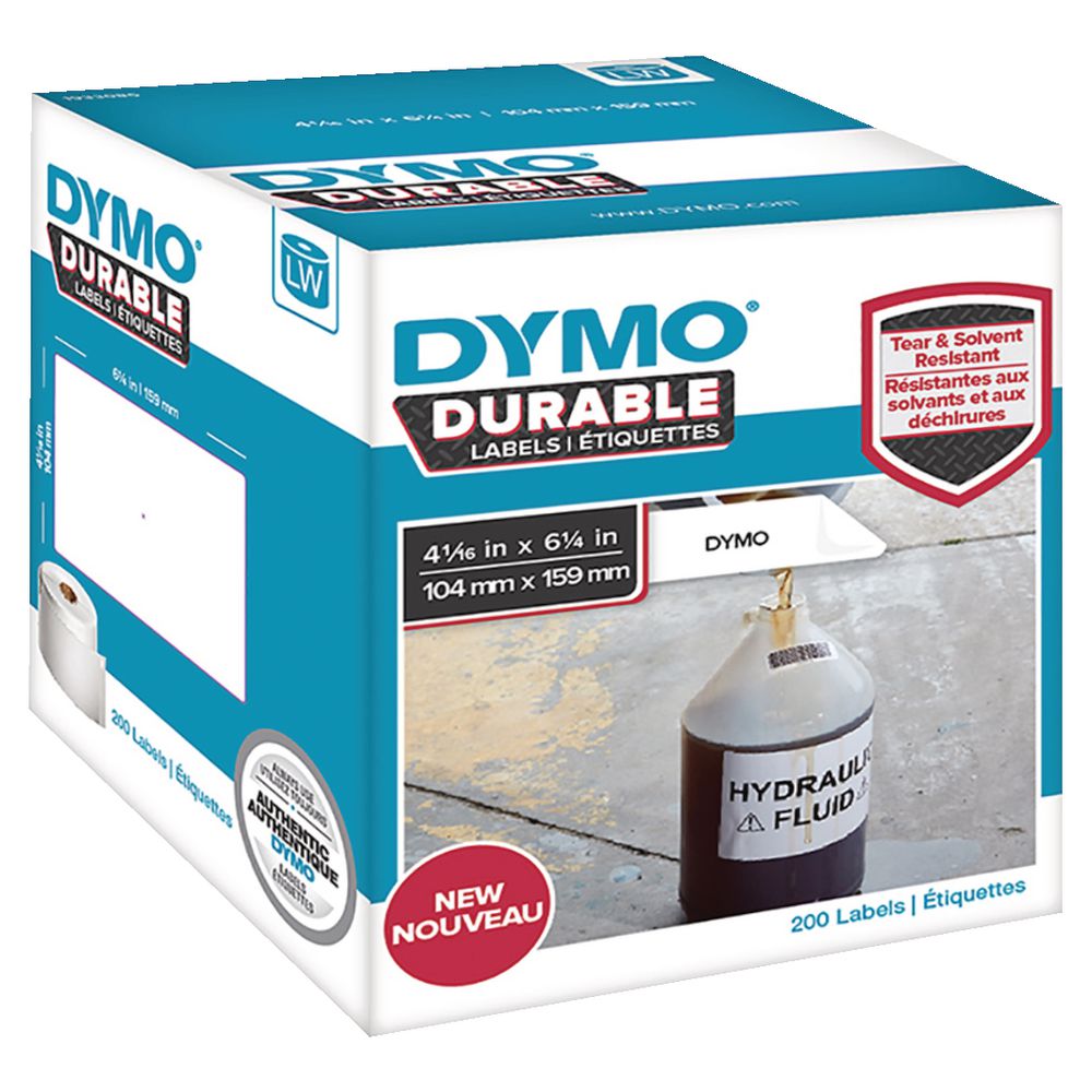 DYMO LW Durable Labels 104 x 159mm White Poly 200 Pack