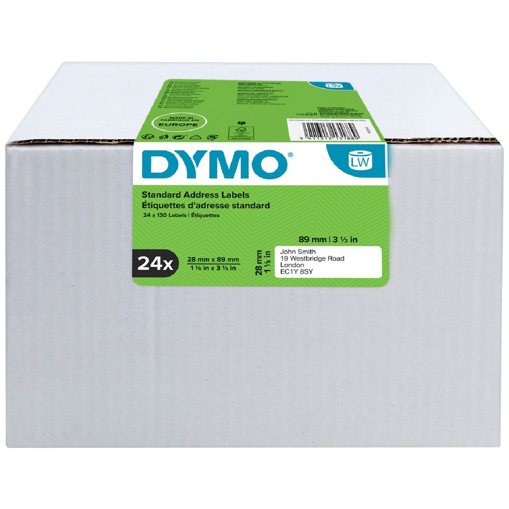 DYMO LabelWriter Address Labels 28 x 89mm 24 Roll Pack