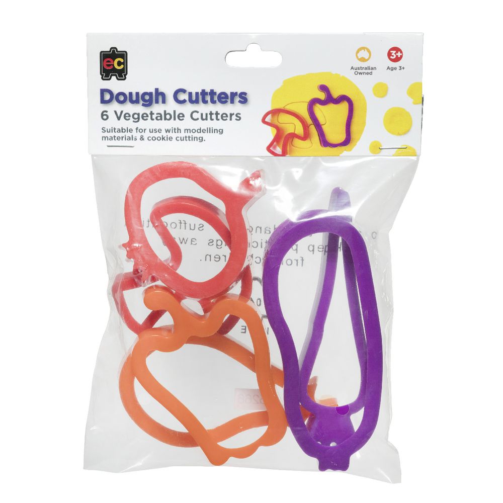 Educational Colours Vegetable Dough Cutters 6 Pack