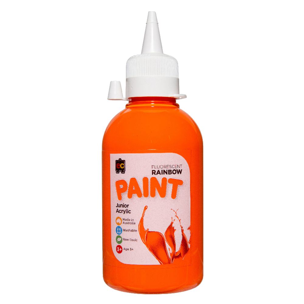 Educational Colours Rainbow Acrylic Paint 250mL Fluoro Orange