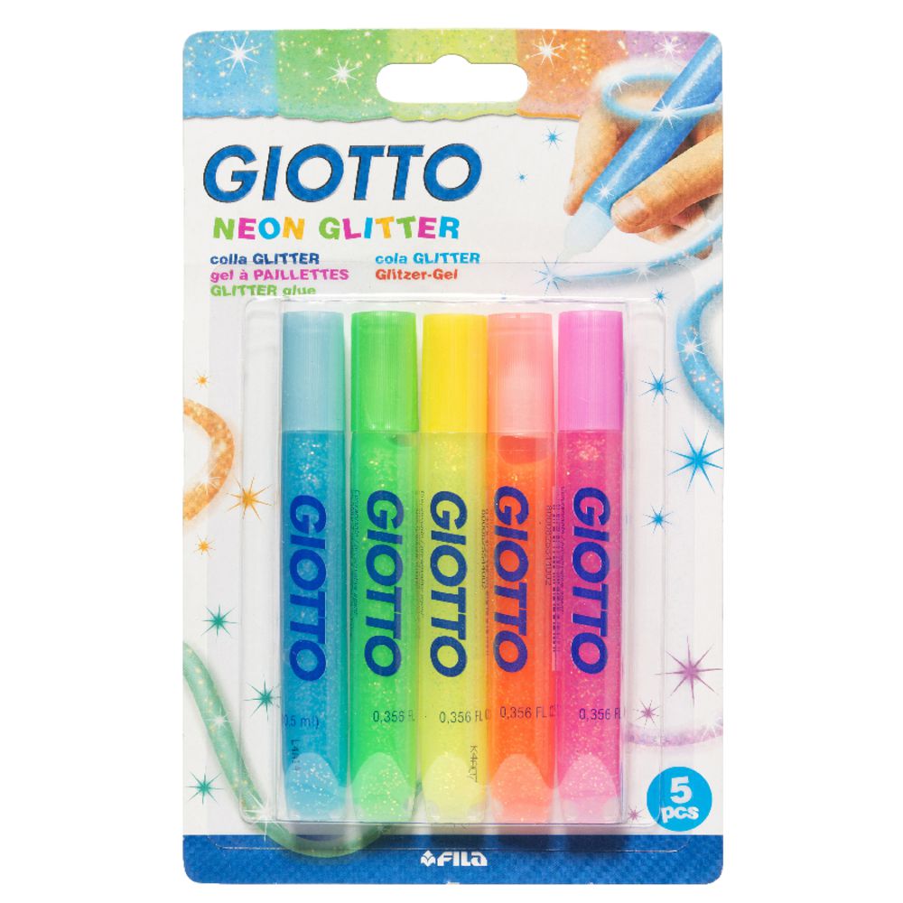 Giotto Neon Glitter Glue 5 Pack