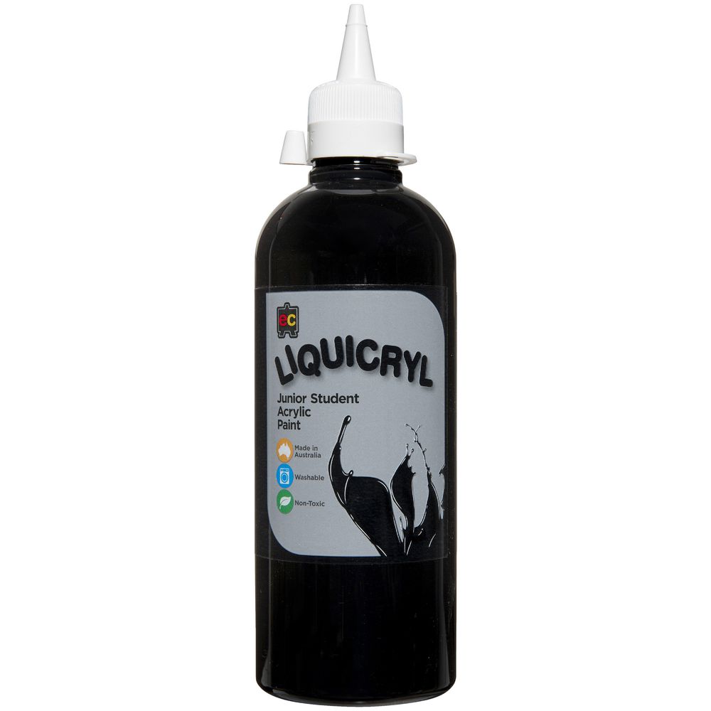 Educational Colours Liquicryl Acrylic Paint 500mL Black