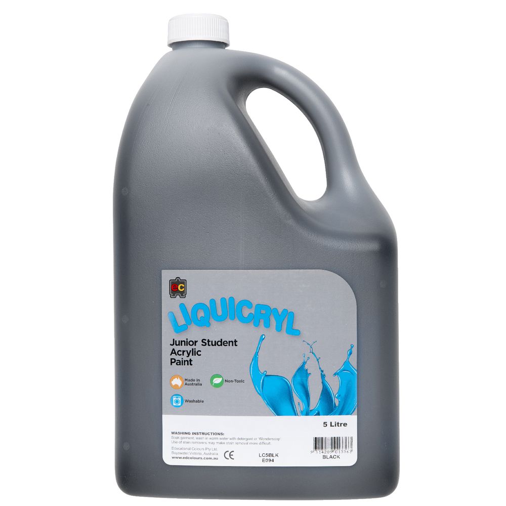 Educational Colours Liquicryl Paint 5L Black