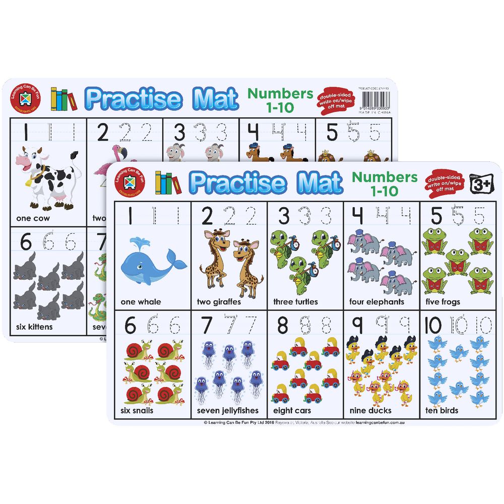 Learning Can Be Fun Practice Mat Numbers 1-10