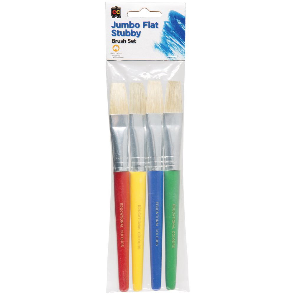 Educational Colours Jumbo Flat Paintbrush 4 Pack