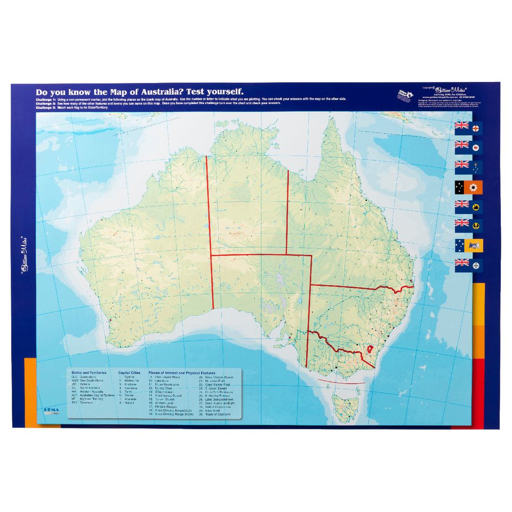 Gillian Miles Map of Australia double-sided Wall Chart