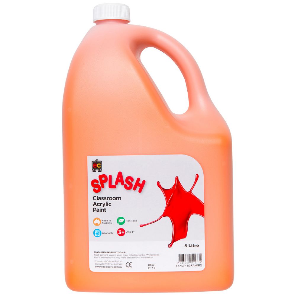Educational Colours Classroom Splash Paint 5L Tangy Orange