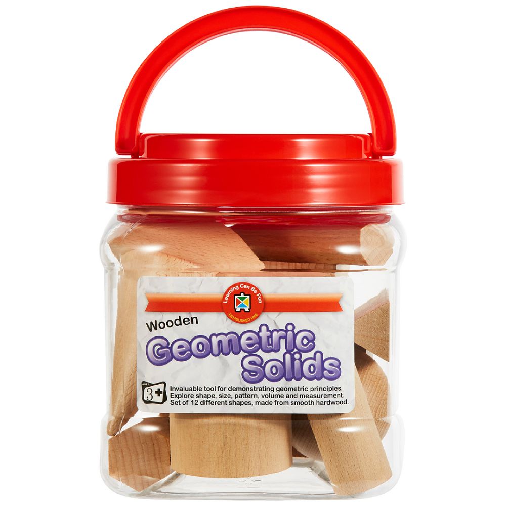 Learning Can Be Fun Wooden Geometric Solids Jar 12