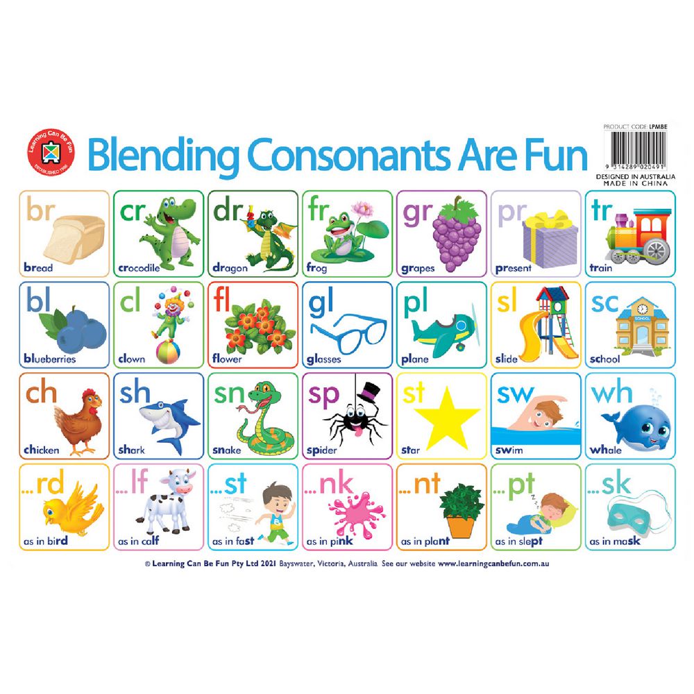 Learning Can Be Fun Blending Consonants Are Fun Placemat