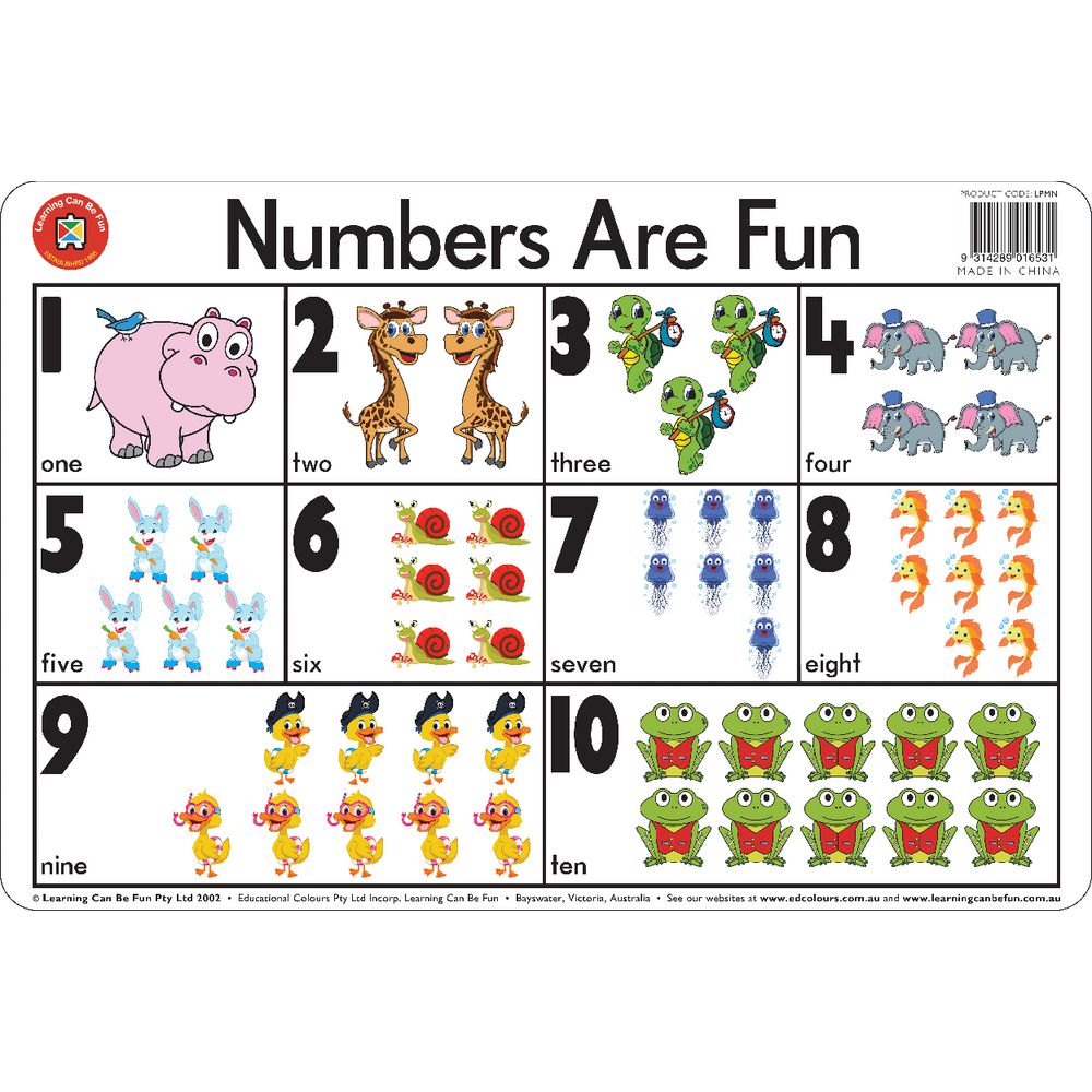 Learning Can Be Fun Desk Mat Numbers Are Fun