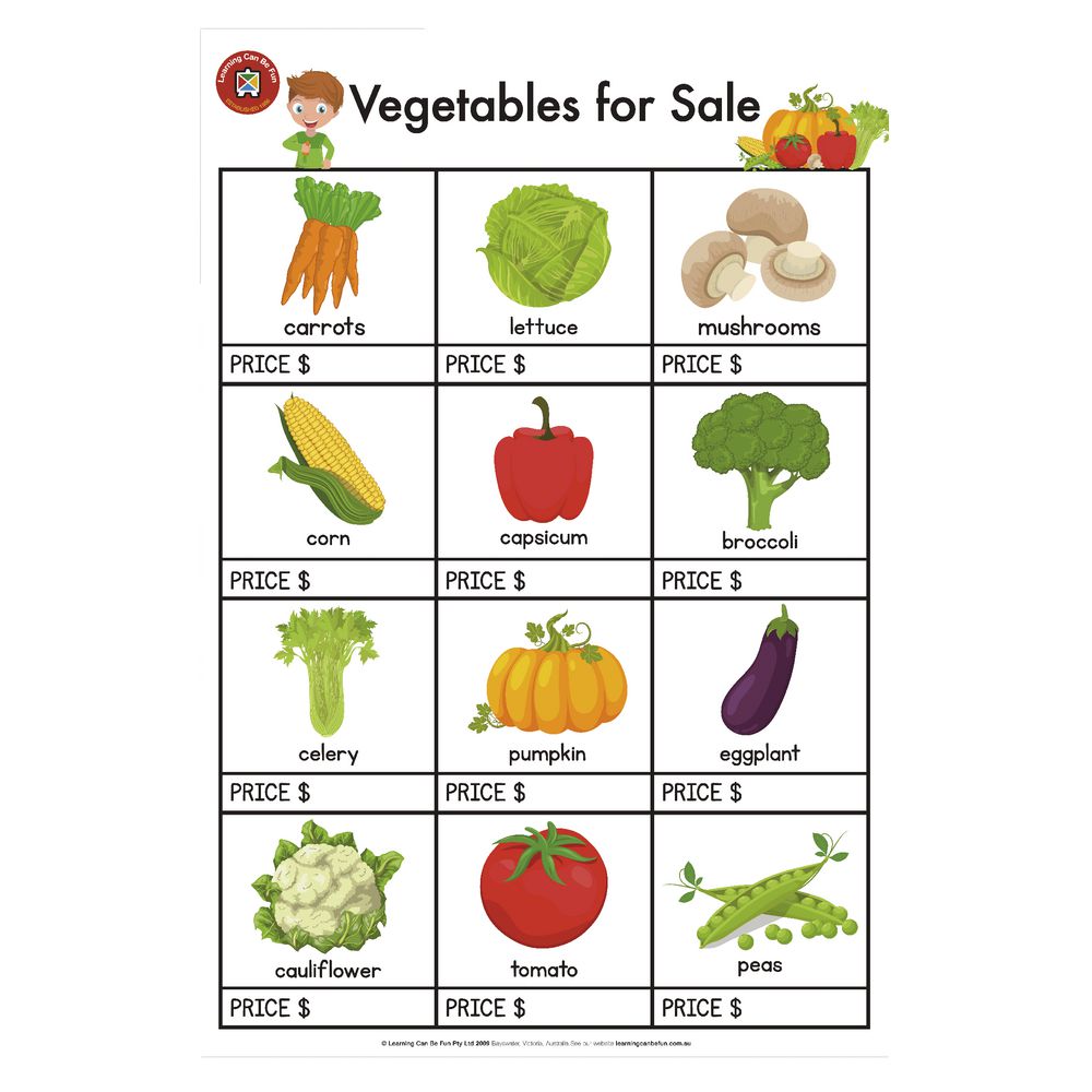 Learning Can Be Fun Vegetables For Sale Poster