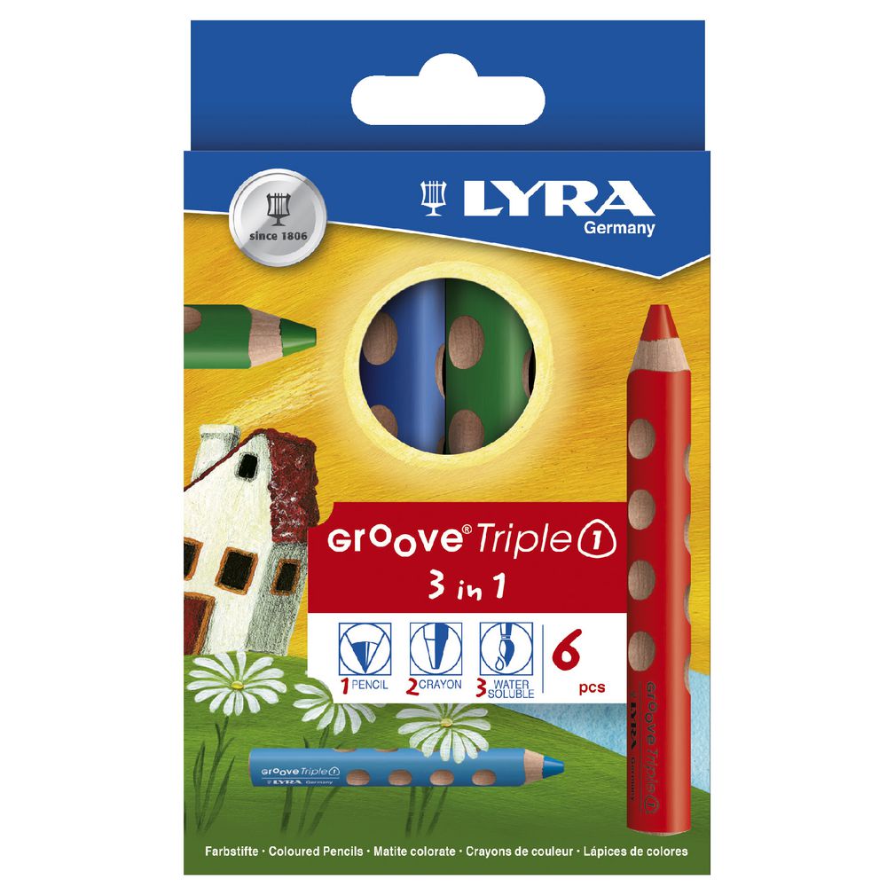 Lyra Groove Triple Coloured Pencils 6 Pack