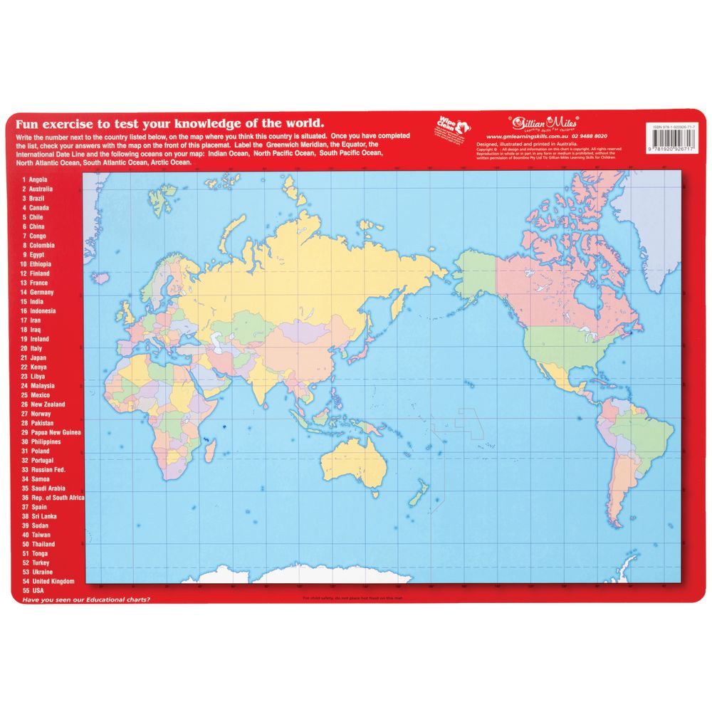 Gillian Miles Countries of The World Placemat