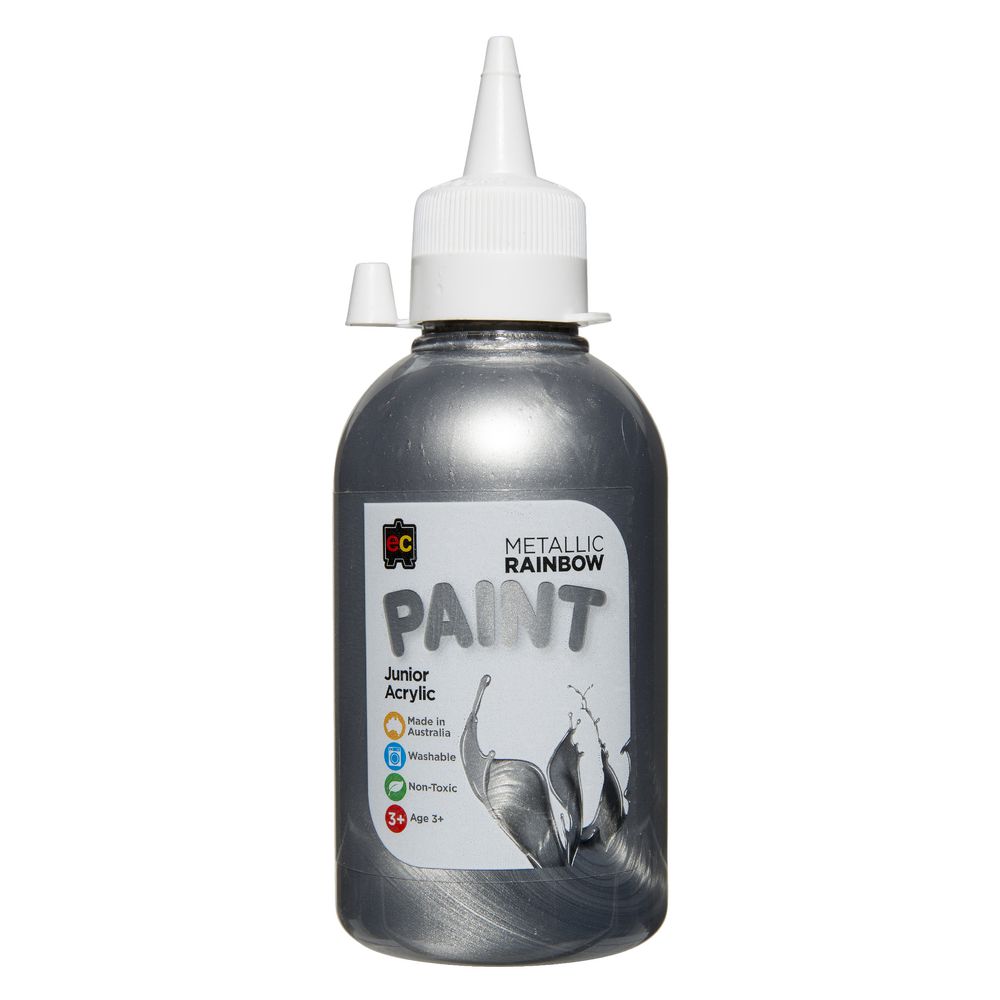 Educational Colours Rainbow Paint 250mL Metallic Silver