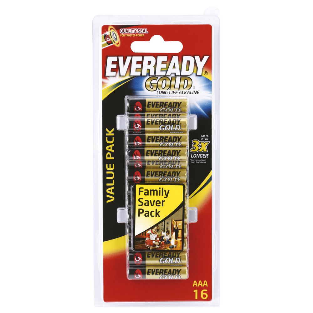 Eveready Gold AAA Batteries 16 Pack