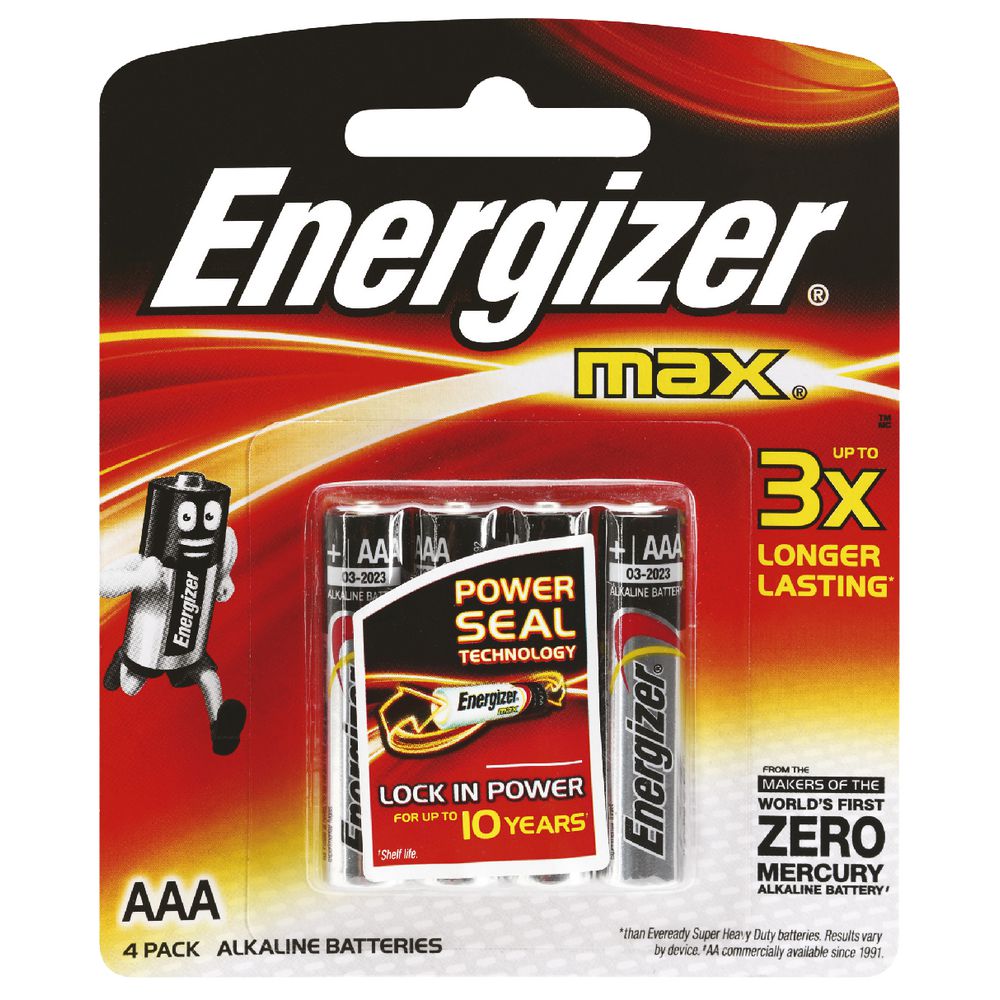 Energizer Max AAA Batteries 4 Pack