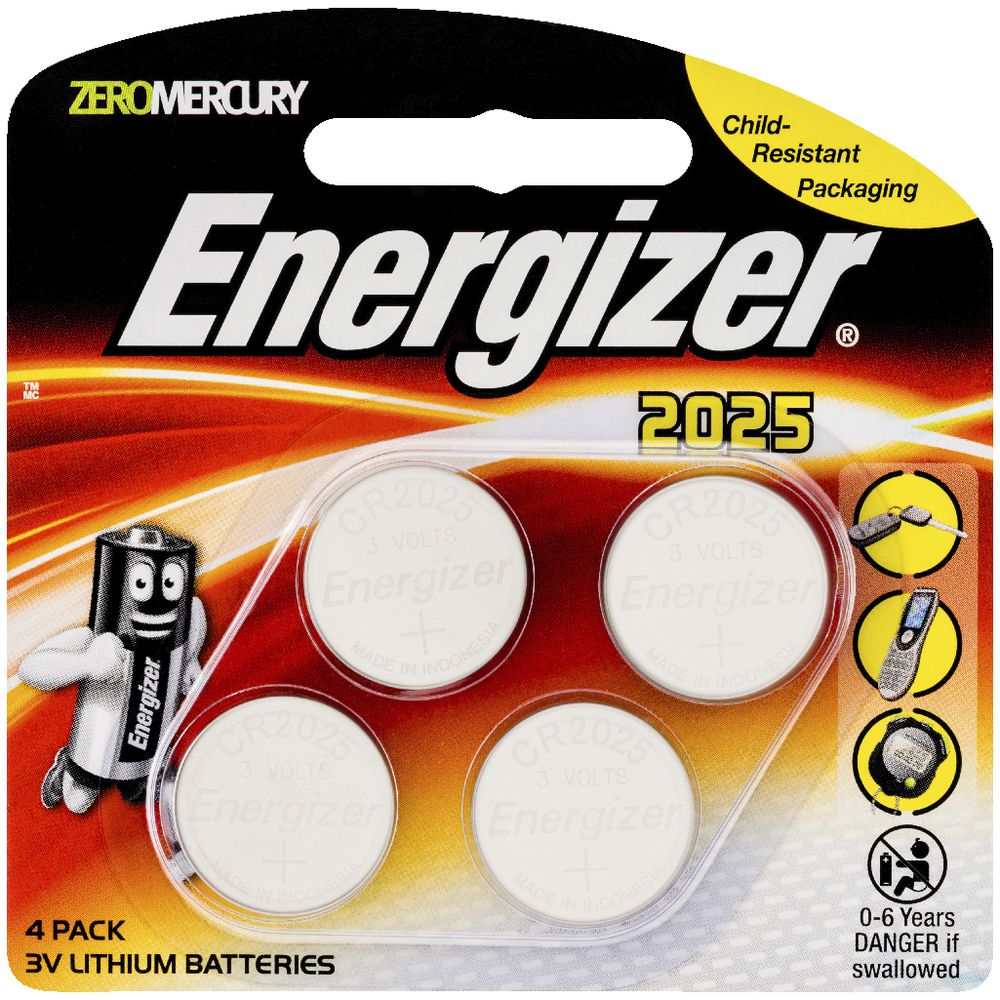 Energizer 2025 3V Lithium Batteries 4 Pack