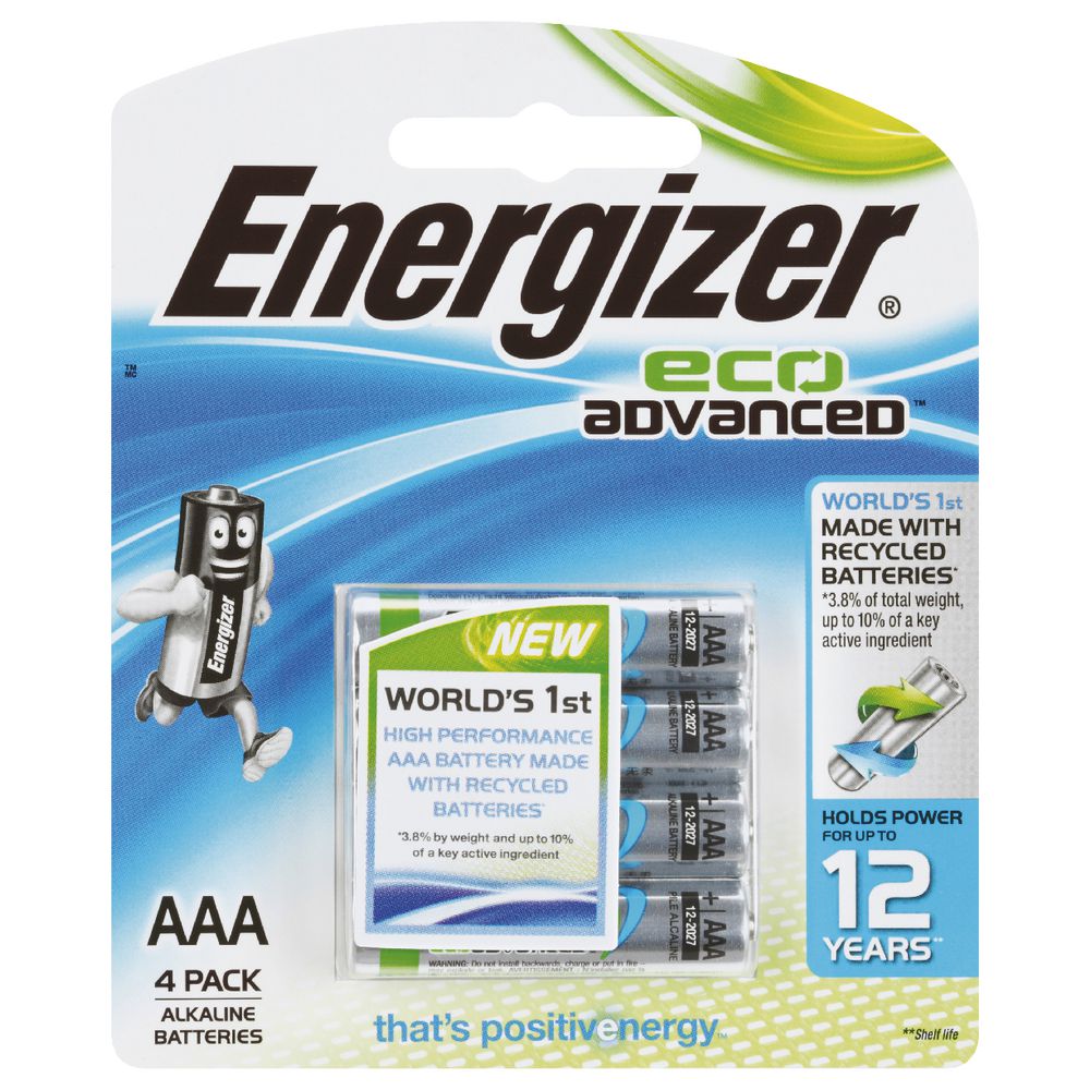 Energizer Eco Advanced AAA Batteries 4 Pack