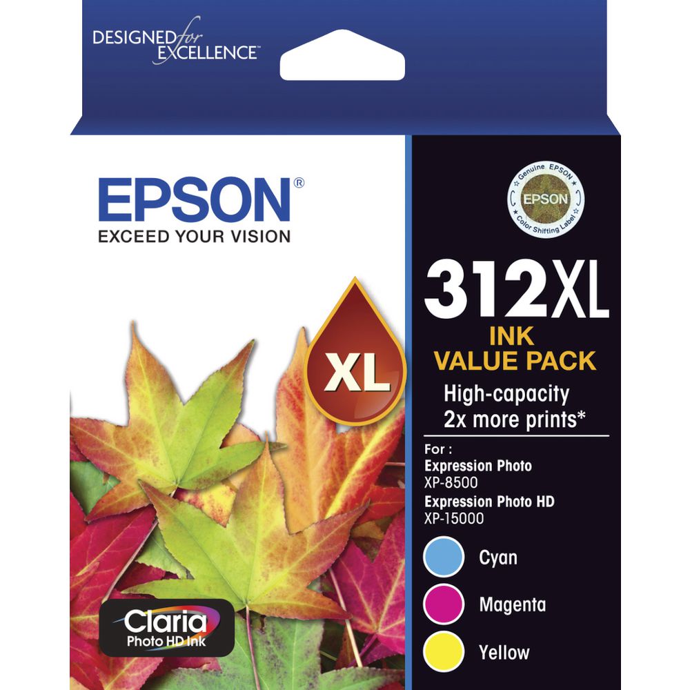 Epson 312XL 3 Colour Ink Cartridge Value Pack