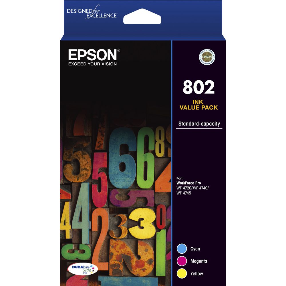 Epson 802 3 Colour Ink Cartridge Value Pack