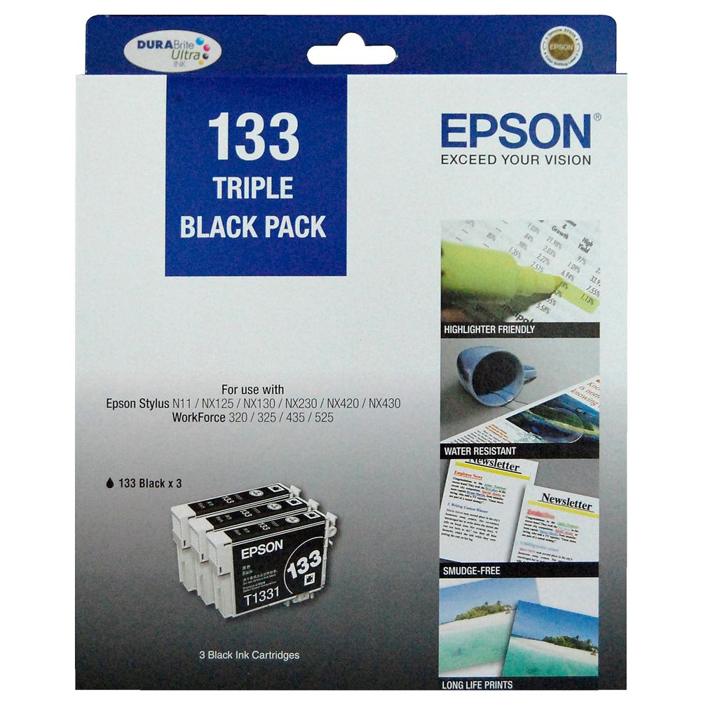 Epson 133 Ink Cartridge Black 3 Pack