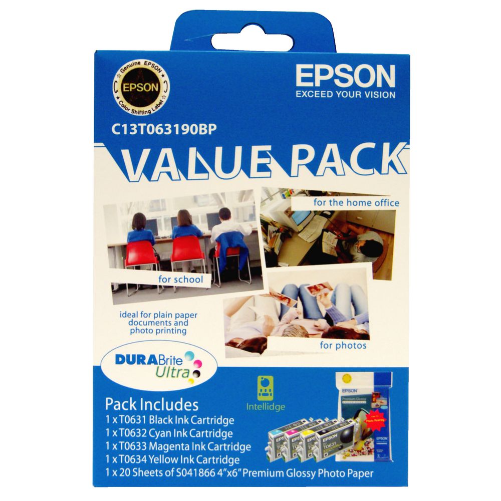 Epson T063 Ink and Photo Paper Value 5 Pack