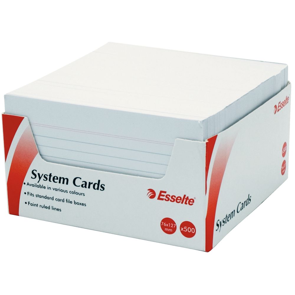 Esselte System Cards 76 x 127mm White 500 Pack