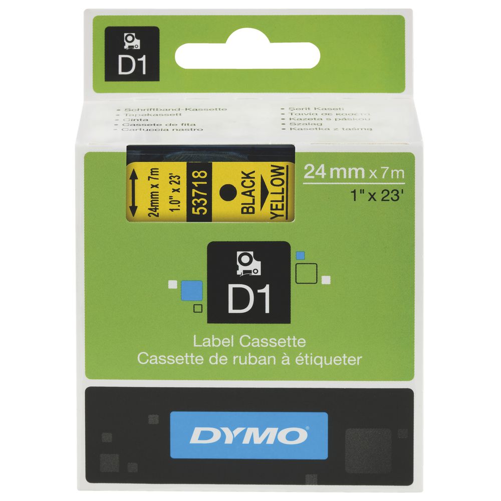 DYMO D1 Label Cassette 24mm Black on Yellow
