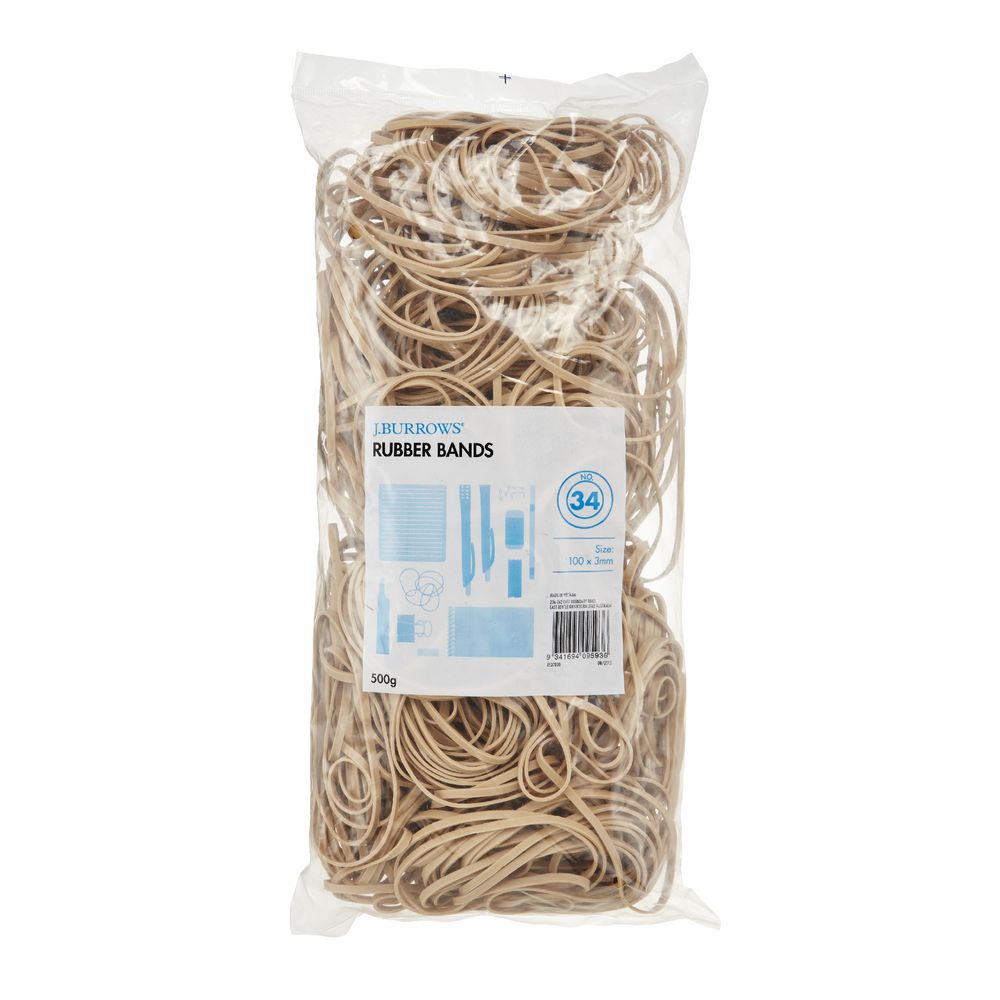J.Burrows Size 34 Rubber Bands 500g