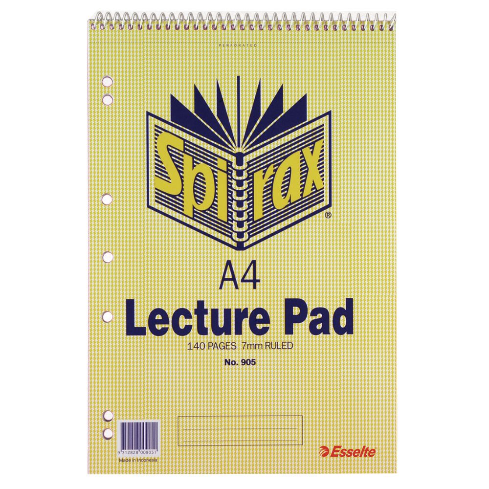 Spirax A4 No. 905 Lecture Pad 140 Page