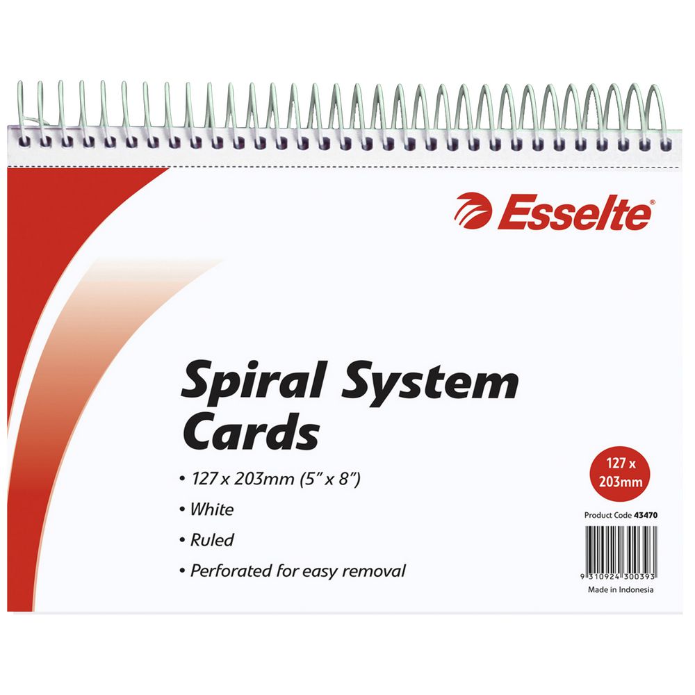 Esselte Spiral Bound System Cards 127 x 203mm