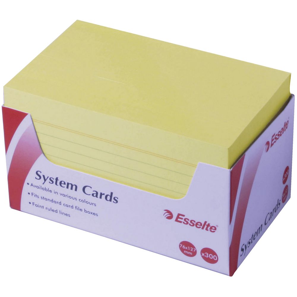 Esselte 76 mm x 127 mm System Cards Yellow 300 Pack