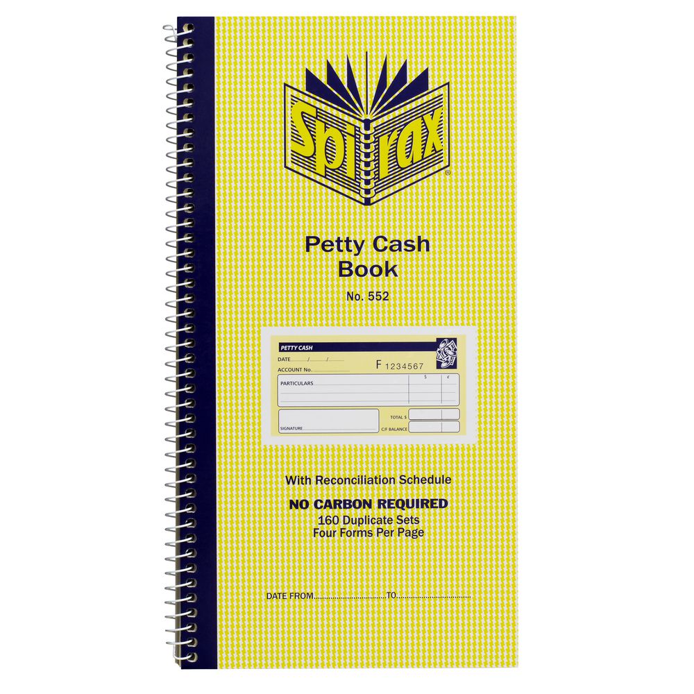 Spirax No.552 Carbonless Petty Cash Book
