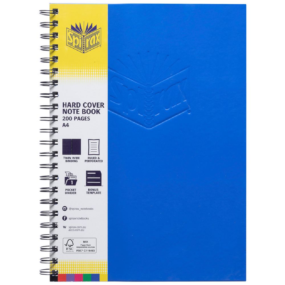 Spirax Hard Cover Notebook A4 Blue Officeworks Spirax Hard Cover Notebook A4 Blue Officeworks