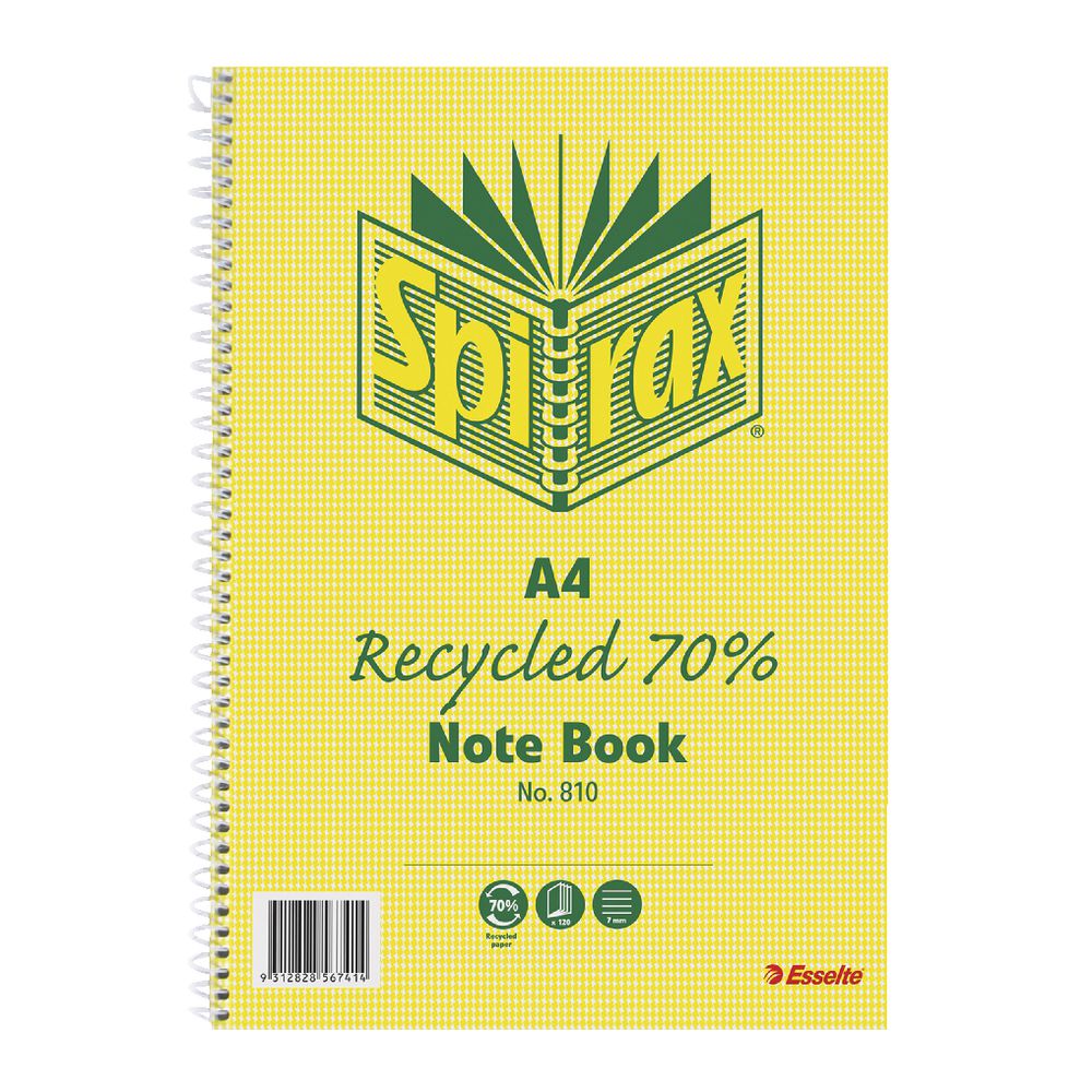 Spirax A4 No. 810 Recycled Notebook 120 Page