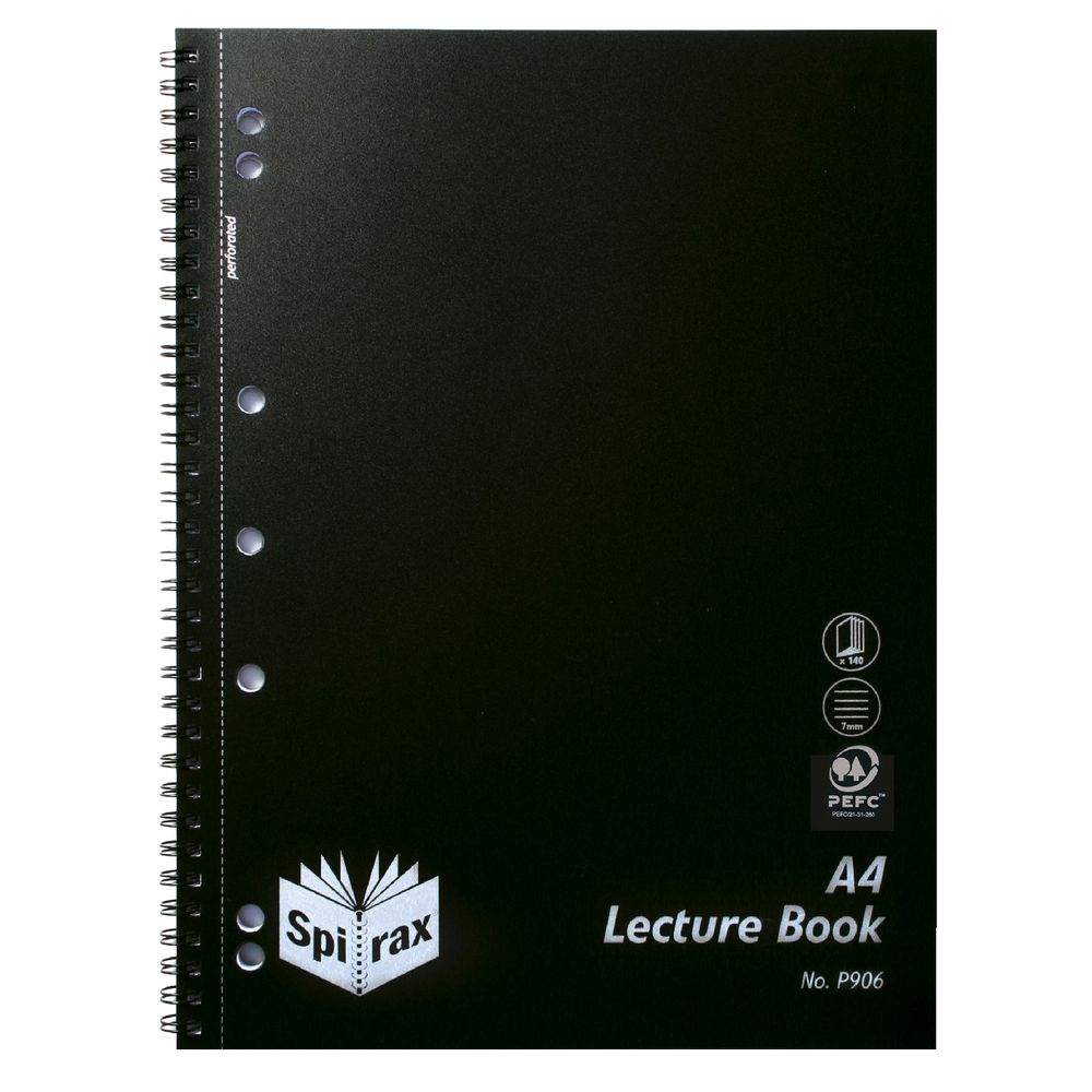 Spirax A4 PP Lecture Book 140 Page Black