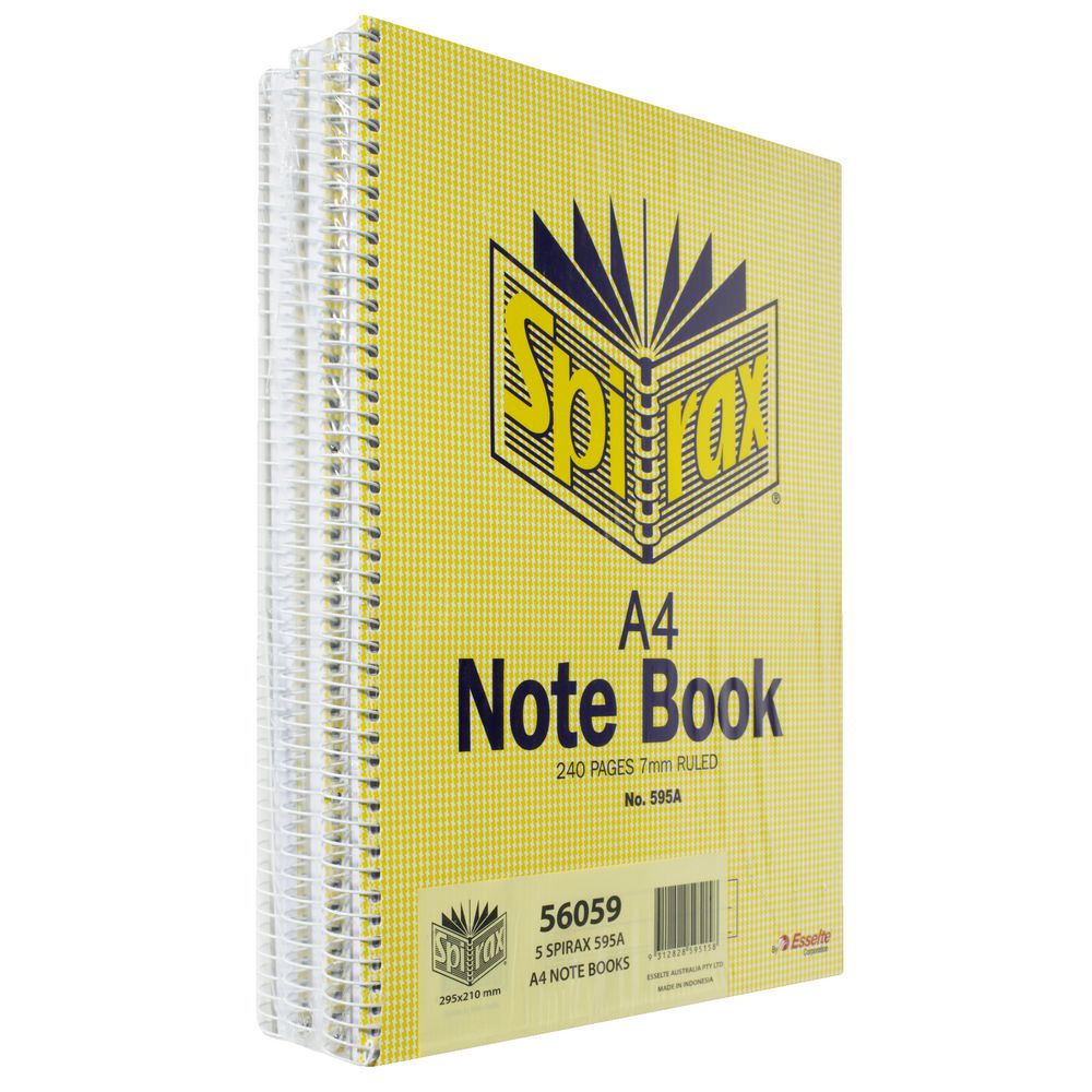 Spirax No.595A Notebooks 240 Page 5 Pack