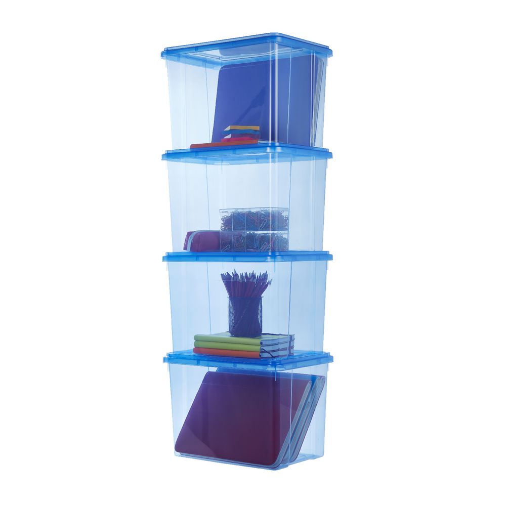 Ezy Storage 20L Storage Containers 4 Pack Blue