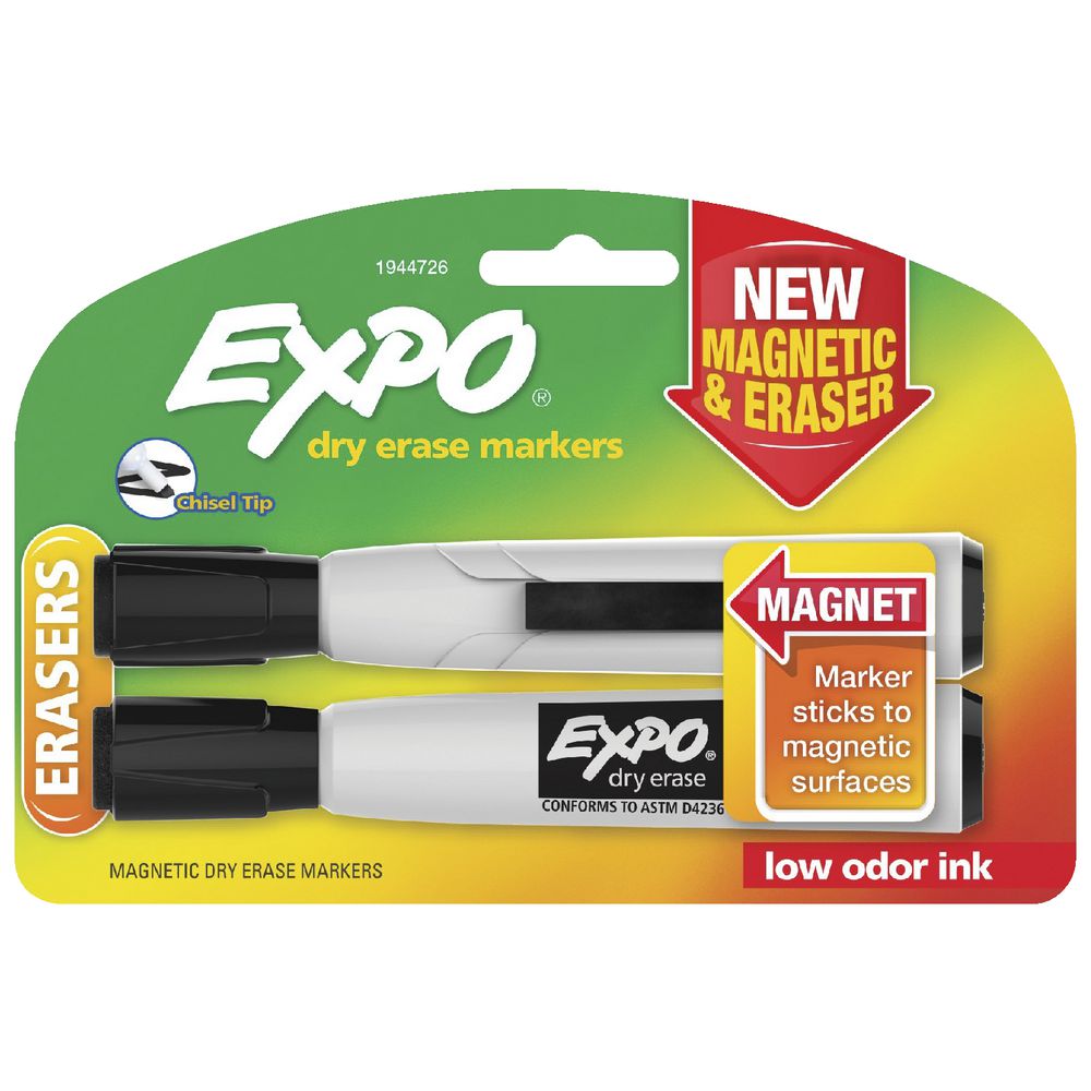 Expo Magnetic Dry Erase Marker Black 2 Pack