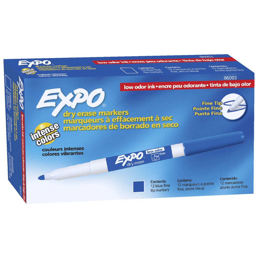 Expo Fine Whiteboard Marker Blue 12 Pack