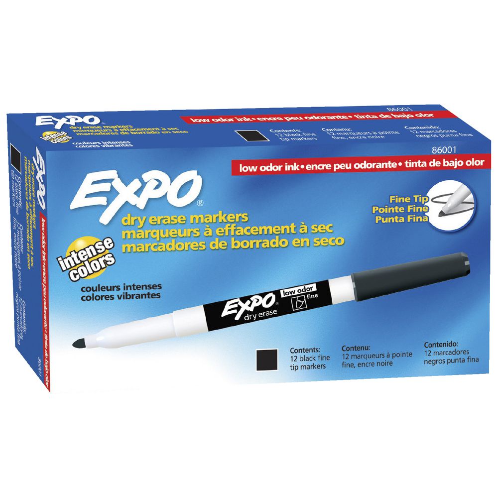 Expo Fine Whiteboard Marker Black 12 Pack