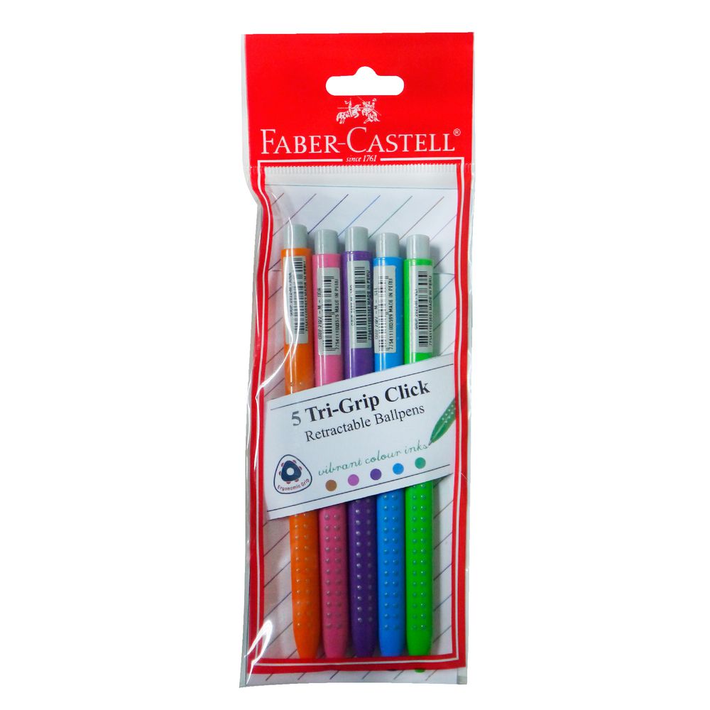 Faber-Castell Grip 2022 Retractable Pens Assorted 5 Pack