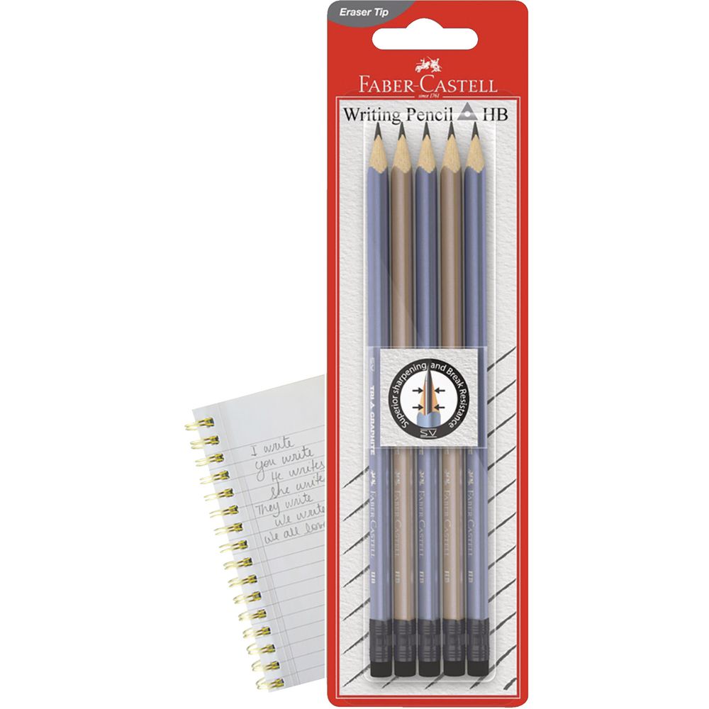 Faber-Castell Eleganz Eraser Tip Graphite Pencils HB 5 Pack