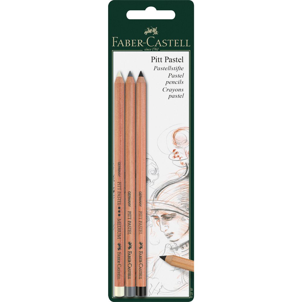 Faber-Castell Pitt Pastel Pencils Grey 3 Pack
