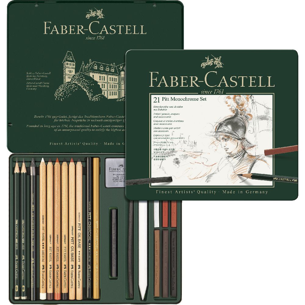 Faber-Castell Pitt Monochrome Tin Set 21 Piece