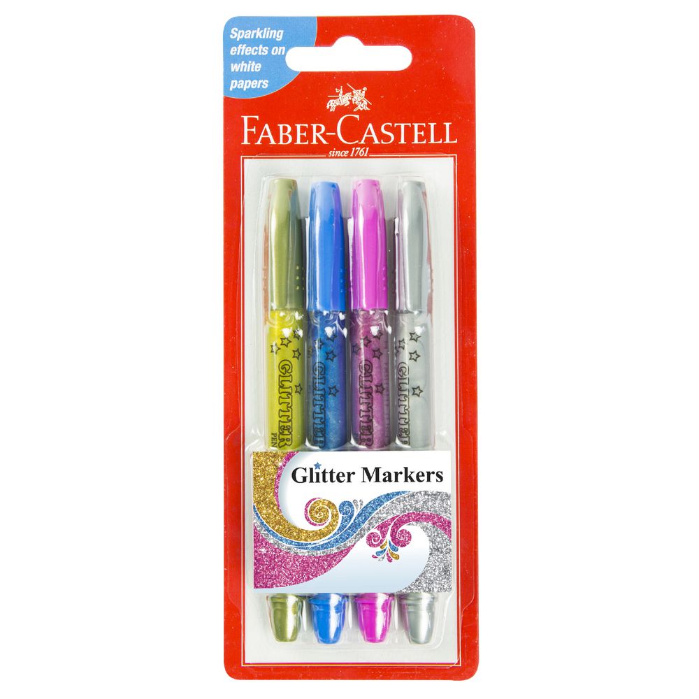 Faber-Castell Glitter Markers Assorted 4 Pack