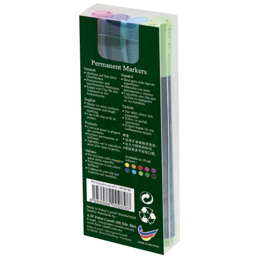 Faber-Castell Slim Permanent Markers Bullet Fashion 4 Pack
