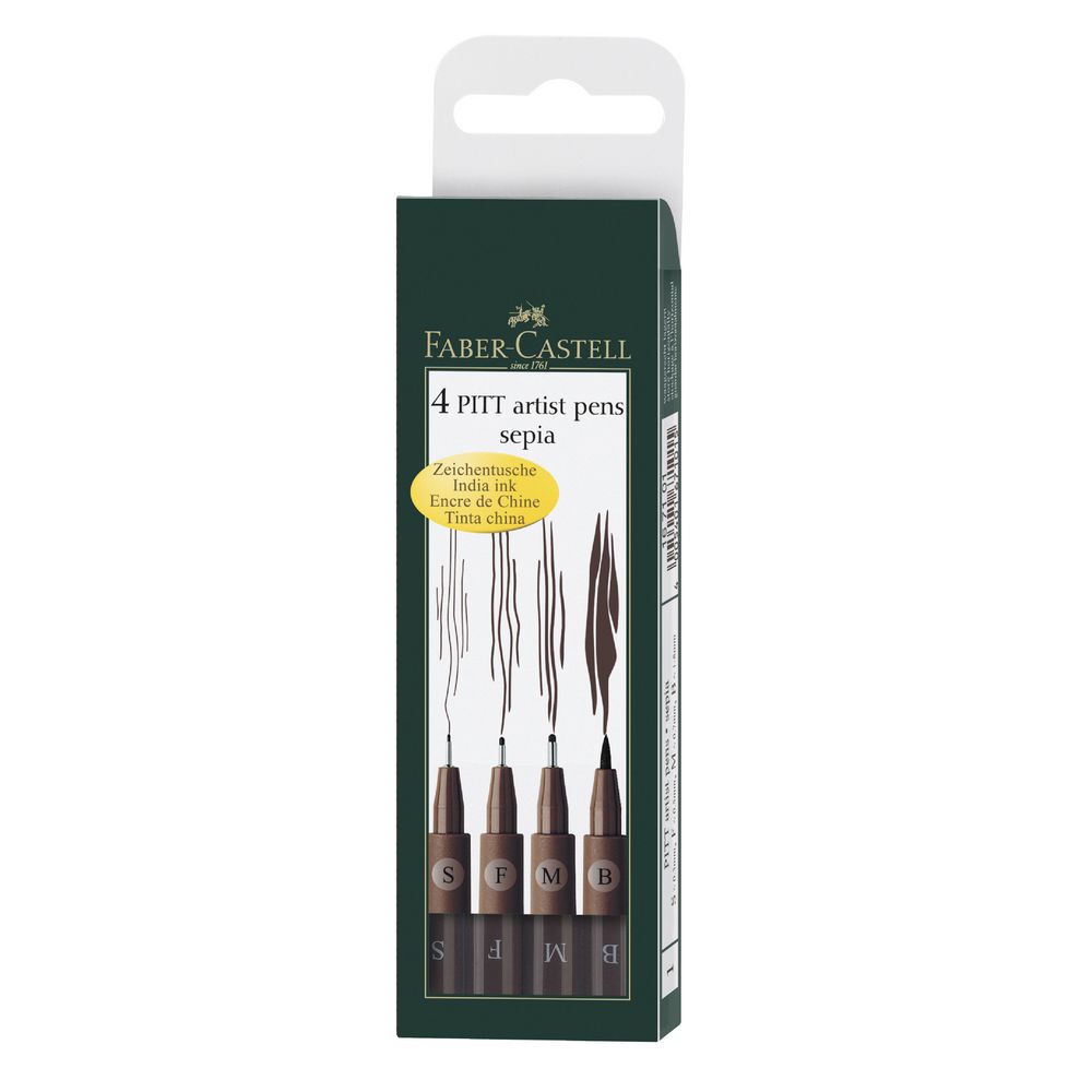 Faber-Castell Pitt Artist Pens Sepia 4 Pack
