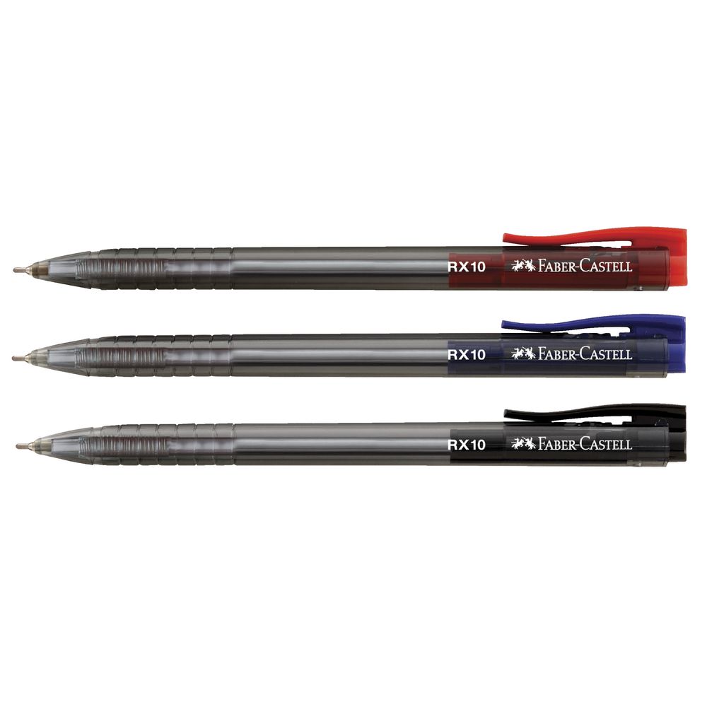 Faber-Castell RX10 Retractable Ballpoint Pens Assorted 3 Pack