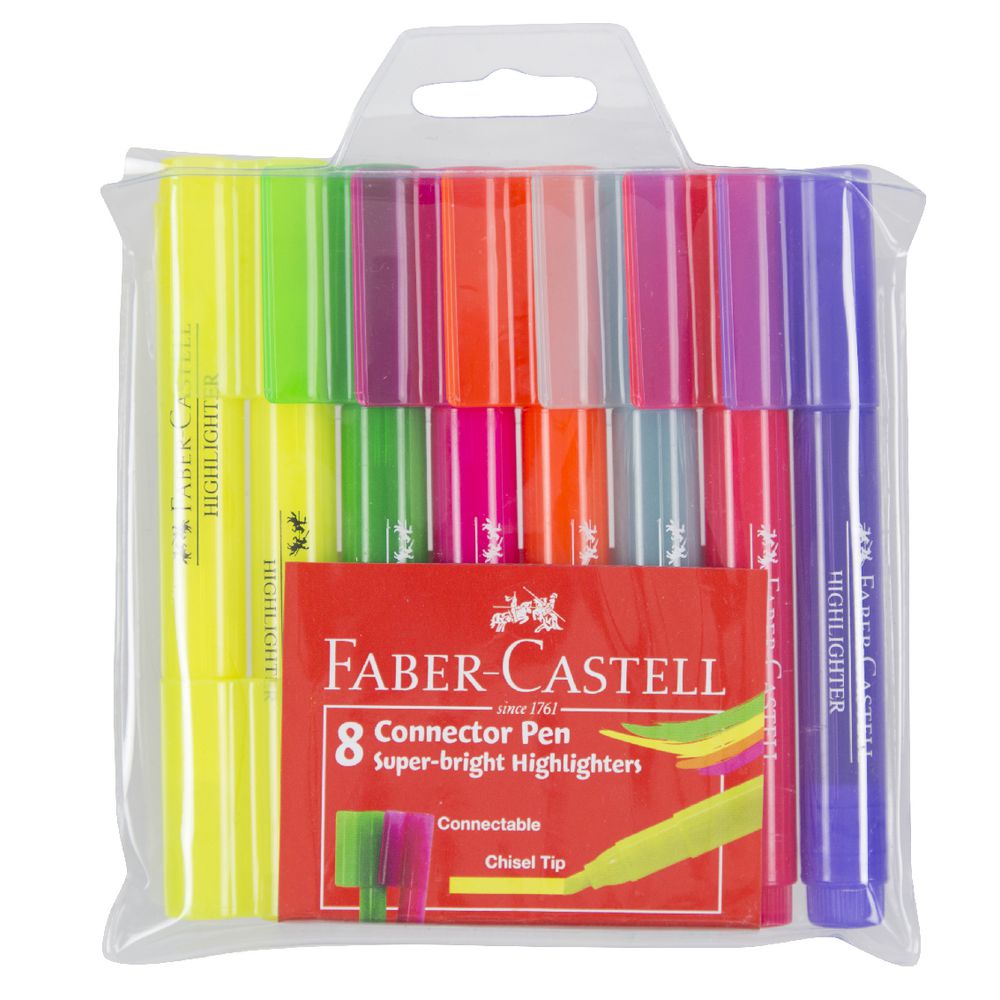 Faber-Castell Connector Pen Highlighters Assorted 8 Pack